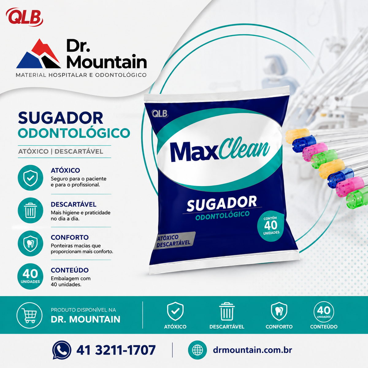 Dreno de Sucção Maxclean (DESCARTÁVEL) - Pacote com 40 uni.