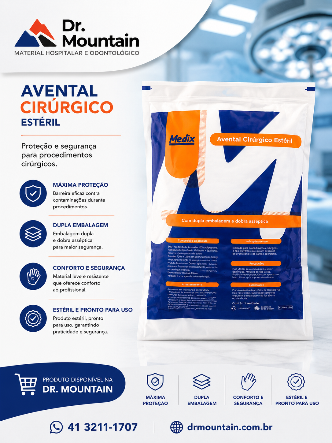 Avental Cirúrgico Estéril - (DESCARTÁVEL)