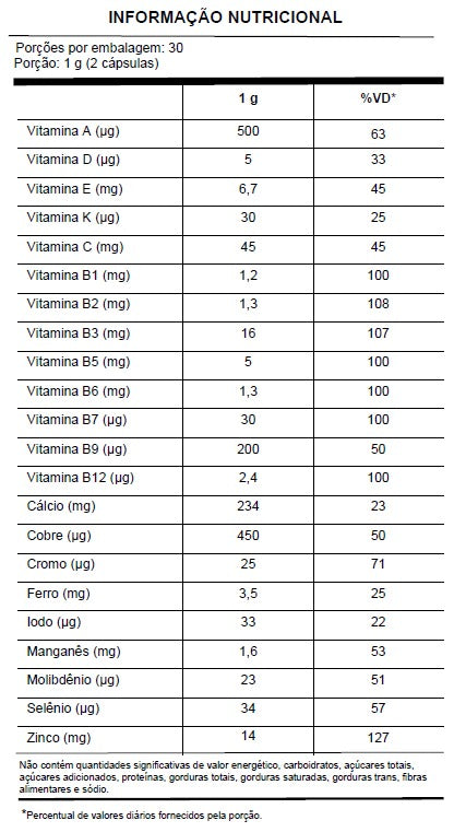 MULTIVITAMÍNICO HOMENS 60 CÁPSULAS