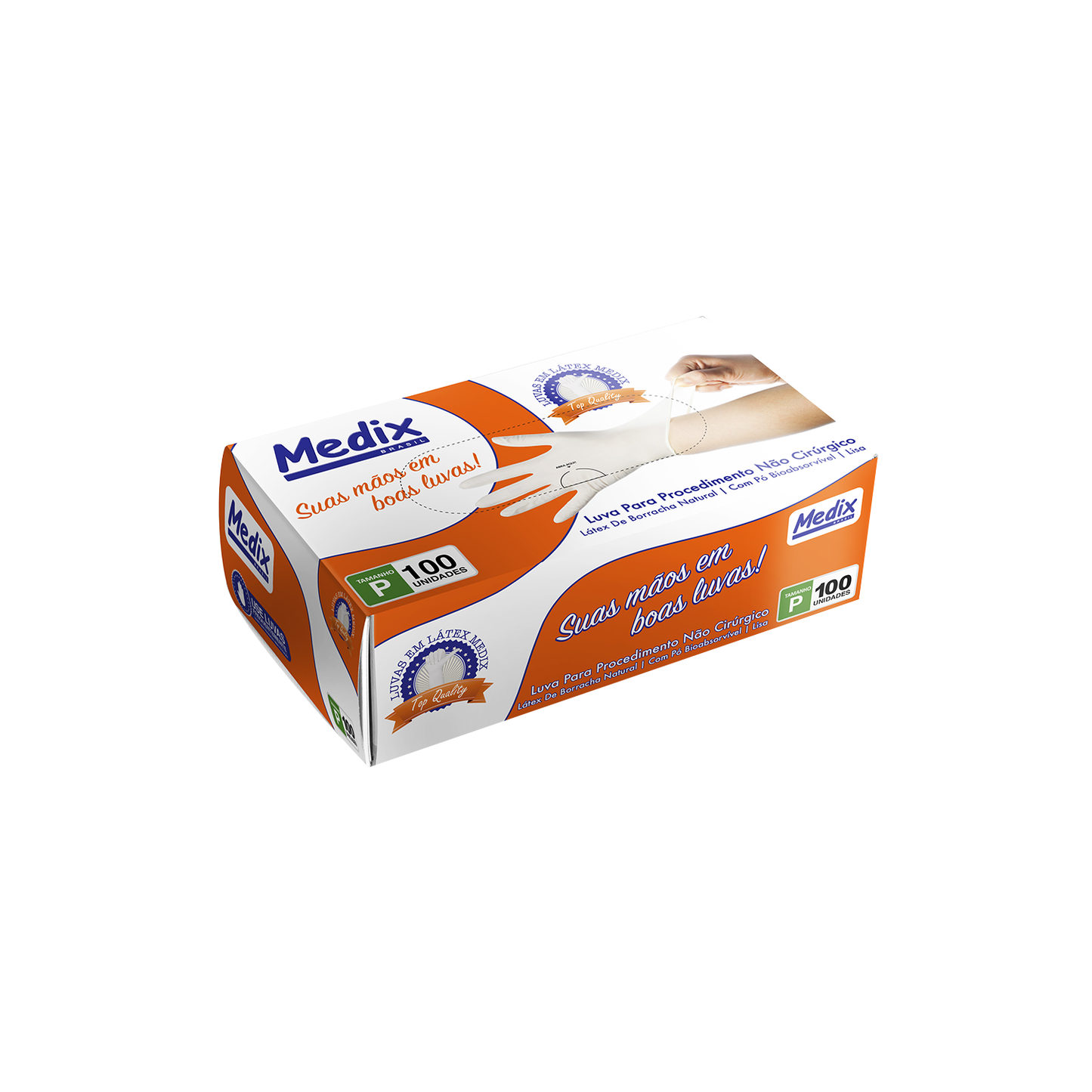 Luva  Látex - Com Pó - (DESCARTÁVEL) - Caixa com 100 un.