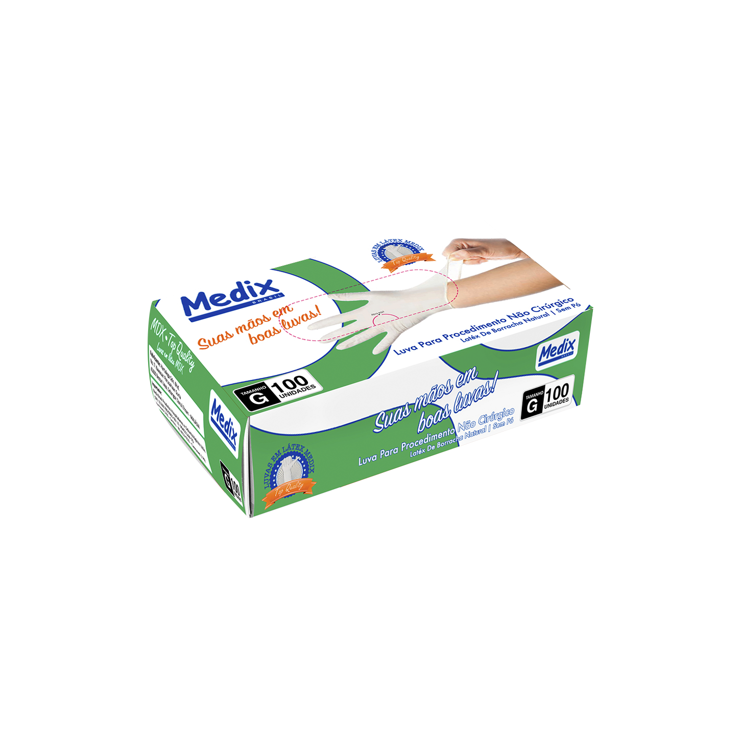 Luva  Látex - Sem Pó - (DESCARTÁVEL) - Caixa com 100 un.