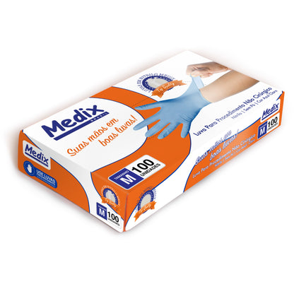 Luva Nitrílica Azul - Sem Pó - (DESCARTÁVEL) - Caixa com 100 un.