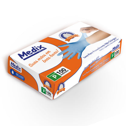 Luva Nitrílica Azul - Sem Pó - (DESCARTÁVEL) - Caixa com 100 un.