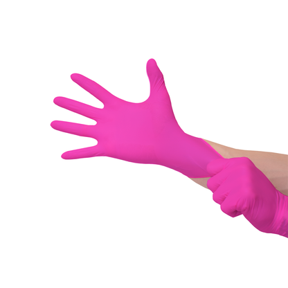 Luva Nitrílica Rosa - Sem Pó - (DESCARTÁVEL) - Caixa com 100 un.
