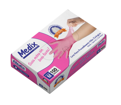 Luva Nitrílica Rosa - Sem Pó - (DESCARTÁVEL) - Caixa com 100 un.