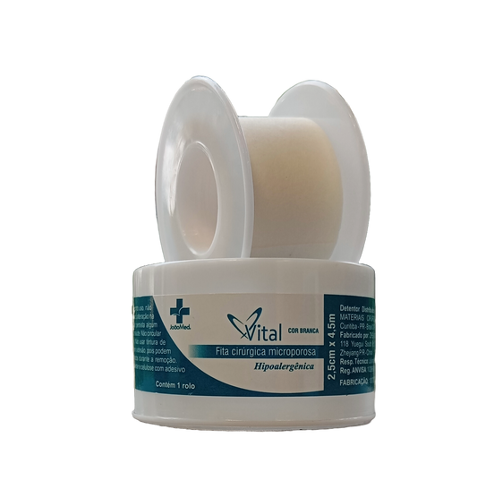 Fita Micropore branca com capa - 25M