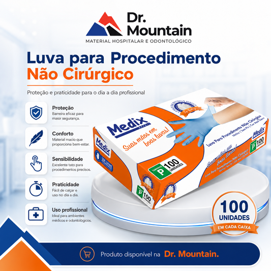 Luva Nitrílica Azul - Sem Pó - (DESCARTÁVEL) - Caixa com 100 un.